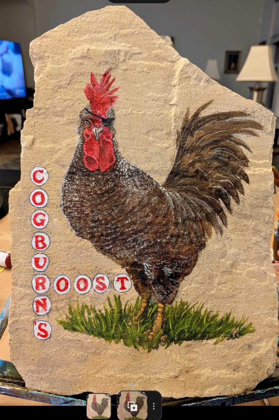 Custom Rooster Welcome Stone